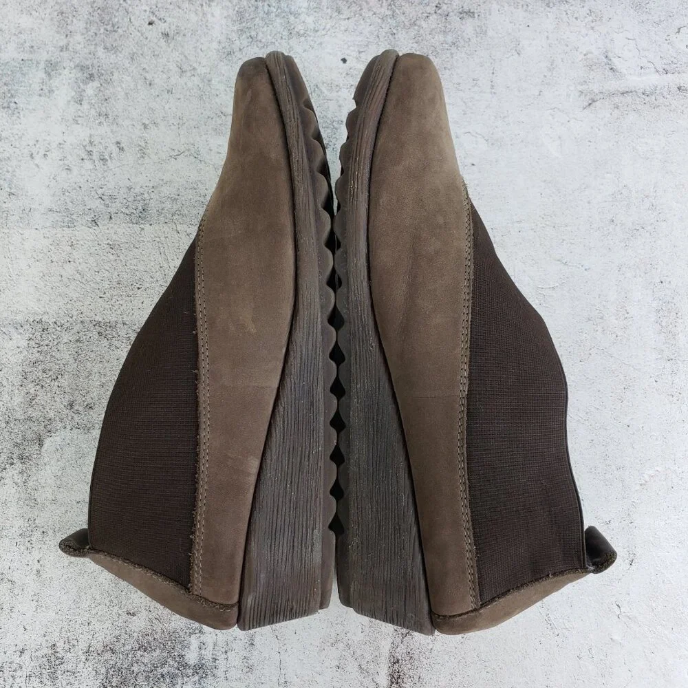 The Flexx Leather Comfort Shoes Nubuck Brown Slip-on Wedge size 6.5 Lagenlook